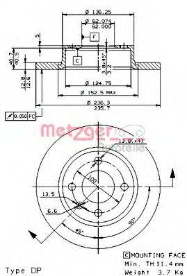 METZGER 14636E Тормозной диск