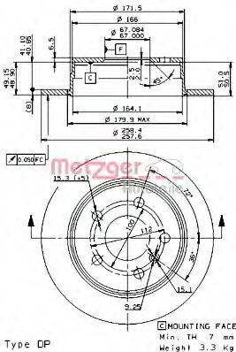 METZGER 14855V Тормозной диск