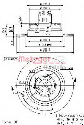 METZGER 14856V Тормозной диск