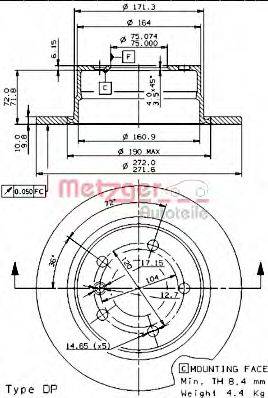 METZGER 14906 Тормозной диск