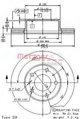 METZGER 24535E Тормозной диск