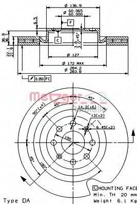 METZGER 24655V Тормозной диск