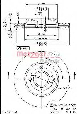 METZGER 24760V Тормозной диск