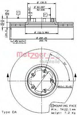 METZGER 24806E Тормозной диск