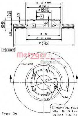 METZGER 24851V Тормозной диск