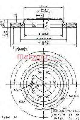 METZGER 24908V Тормозной диск