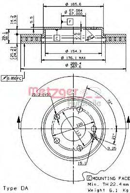 METZGER 24923V Тормозной диск