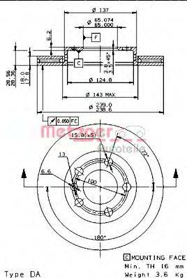 METZGER 24950 Тормозной диск