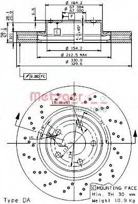 METZGER 24975V Тормозной диск