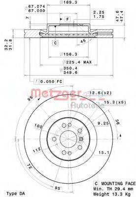 METZGER 25065V Тормозной диск