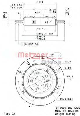 METZGER 6103110 Тормозной диск