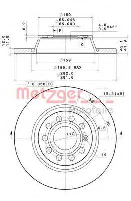 METZGER 14925V Тормозной диск