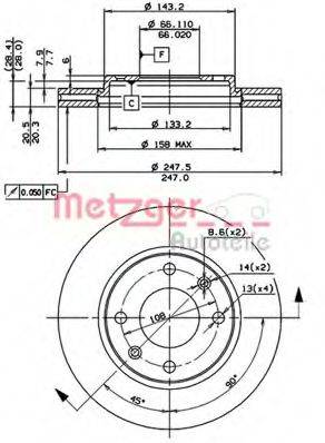 METZGER 24249E Тормозной диск