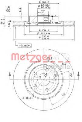 METZGER 25090V Тормозной диск