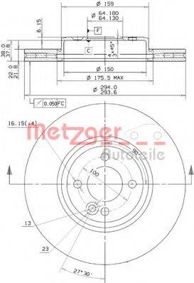 METZGER 25116V Тормозной диск