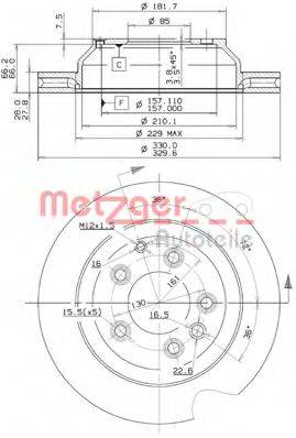 METZGER 25136V Тормозной диск