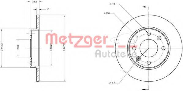 METZGER 6110037 Тормозной диск