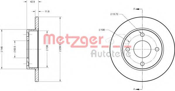 METZGER 6110052 Тормозной диск