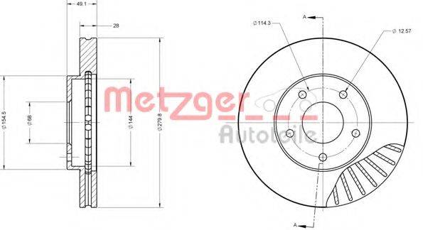 METZGER 6110132 Тормозной диск