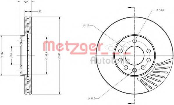 METZGER 6110164 Тормозной диск