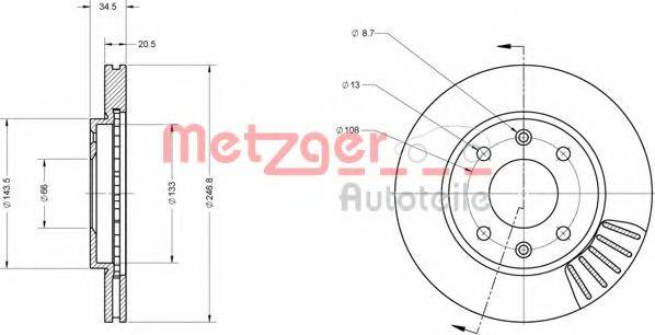 METZGER 6110173 Тормозной диск