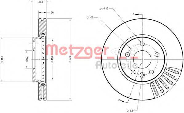 METZGER 6110279 Тормозной диск