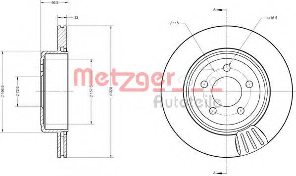 METZGER 6110345 Тормозной диск