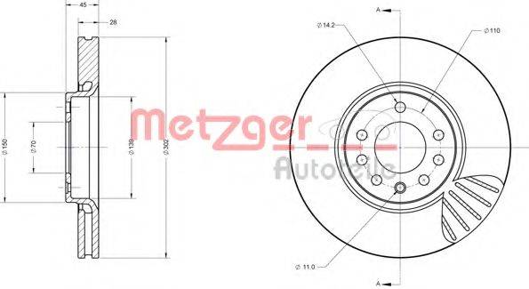 METZGER 6110404 Тормозной диск