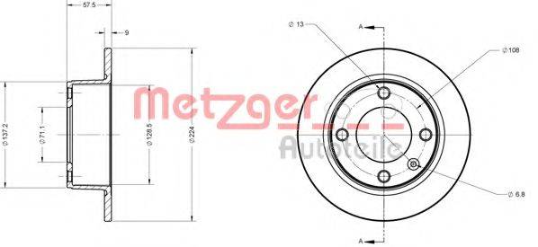 METZGER 6110534 Тормозной диск