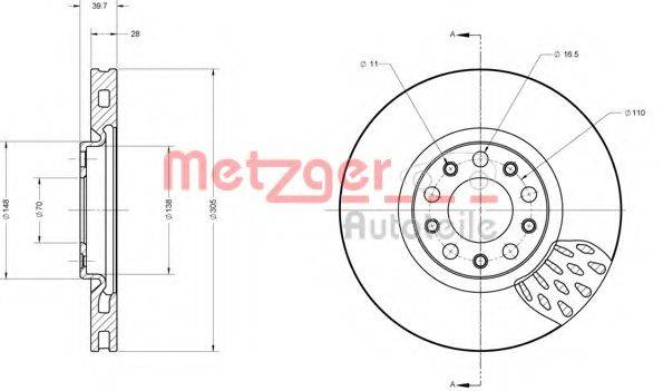 METZGER 6110558 Тормозной диск