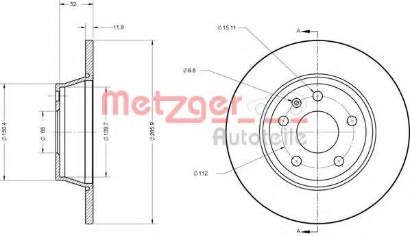 METZGER 6110574 Тормозной диск