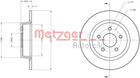 METZGER 6110604 Тормозной диск