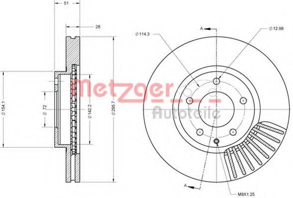 METZGER 6110704 Тормозной диск