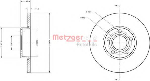 METZGER 6110196 Тормозной диск