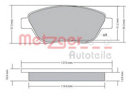 METZGER 1170048 Комплект тормозных колодок, дисковый тормоз