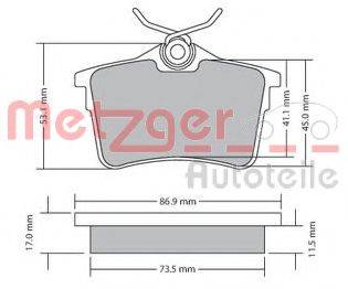 METZGER 1170139 Комплект тормозных колодок, дисковый тормоз