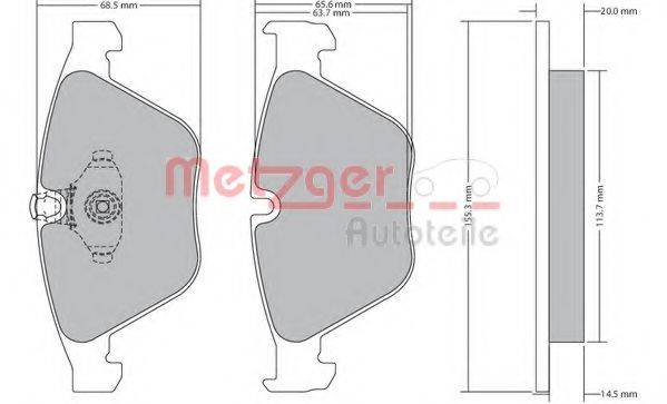 METZGER 1170168 Комплект тормозных колодок, дисковый тормоз