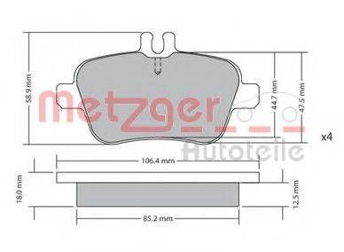 METZGER 1170204 Комплект тормозных колодок, дисковый тормоз