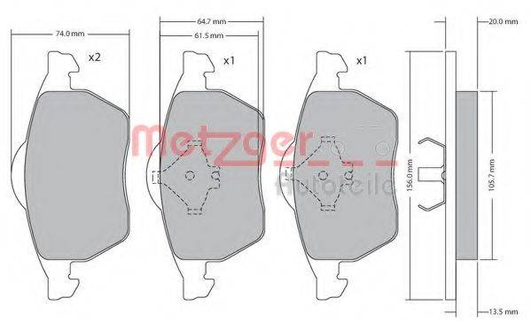 METZGER 1170278 Комплект тормозных колодок, дисковый тормоз