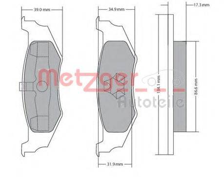 METZGER 1170320 Комплект тормозных колодок, дисковый тормоз