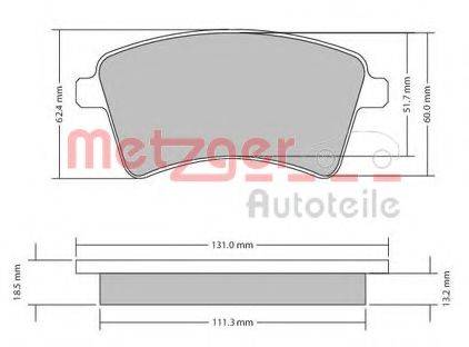 METZGER 1170467 Комплект тормозных колодок, дисковый тормоз