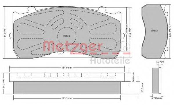 METZGER 1170525 Комплект тормозных колодок, дисковый тормоз