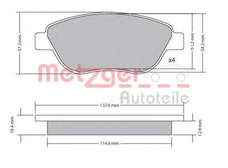 METZGER 1170651 Комплект тормозных колодок, дисковый тормоз