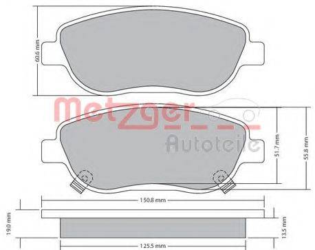 METZGER 1170658 Комплект тормозных колодок, дисковый тормоз