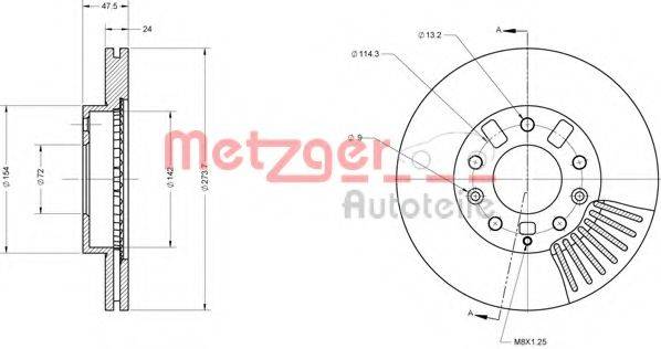 METZGER 6110523 Тормозной диск