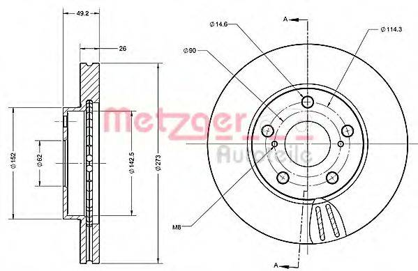 METZGER 6110537 Тормозной диск