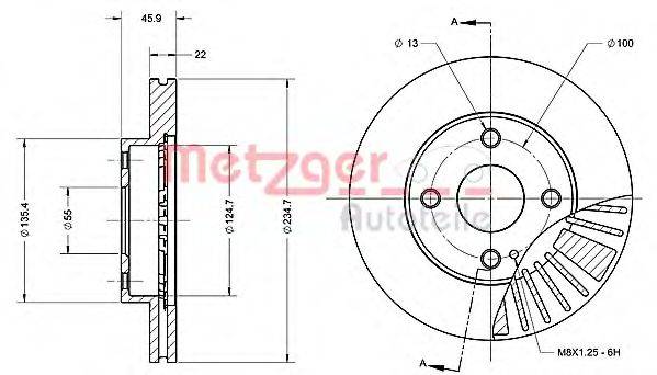 METZGER 6110348 Тормозной диск