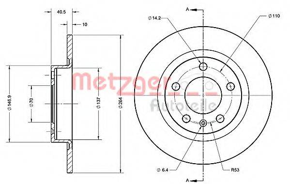 METZGER 6110225 Тормозной диск