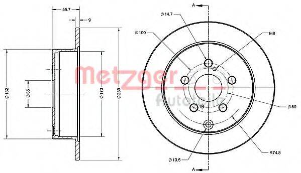 METZGER 6110293 Тормозной диск