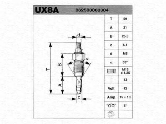 MAGNETI MARELLI 062500000304 Свеча накаливания